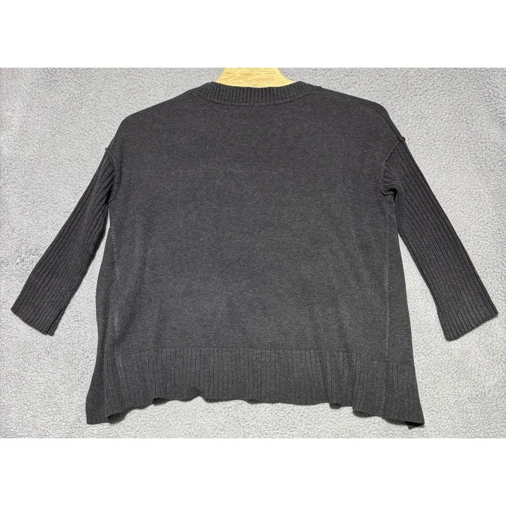 Free People V Neck Oversized Gray Sweater Womens Small Lagenlook Boho NEW